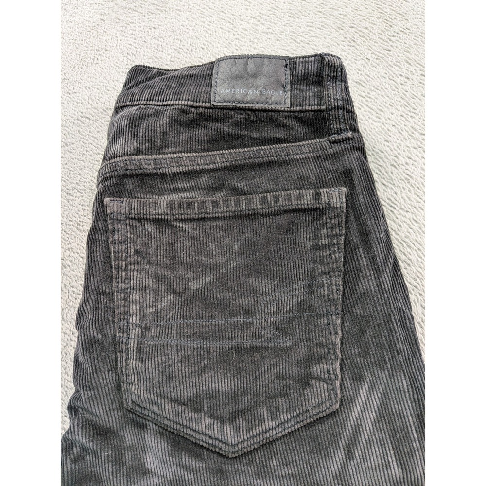 American Eagle Hi-Rise Jeggings Charcoal Gray Corduroy Stretch Pants Women 26x30
